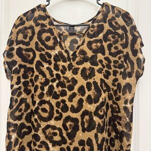 SHEIN Leopard Print V-Neck Blouse